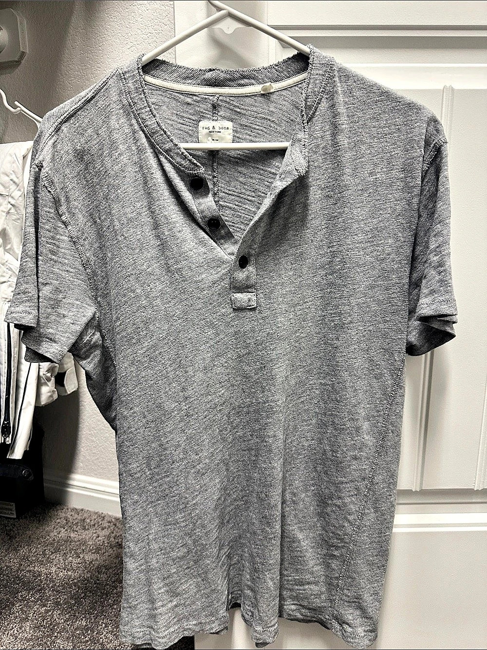 rag & bone Classic Short Sleeve Henley Men's Gray Size Medium